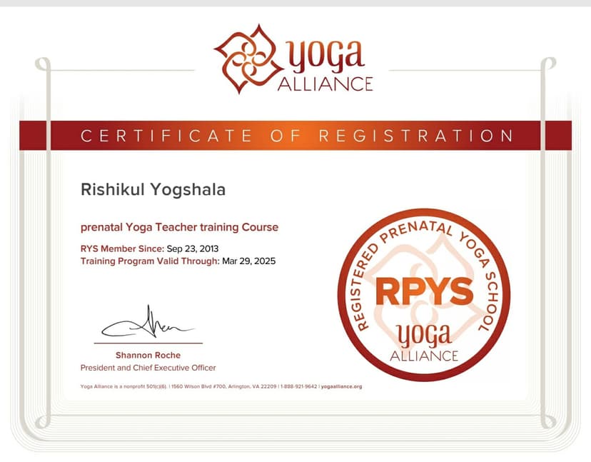 Yoga Certificate 1